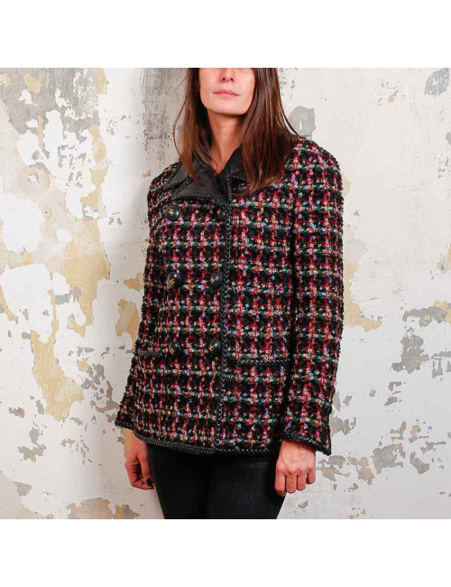 Veste CHANEL tweed et cuir