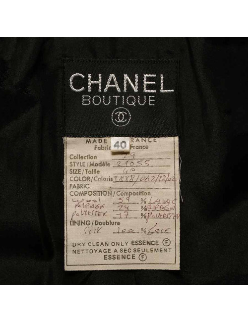 Veste T40 vintage CHANEL tweed et cuir