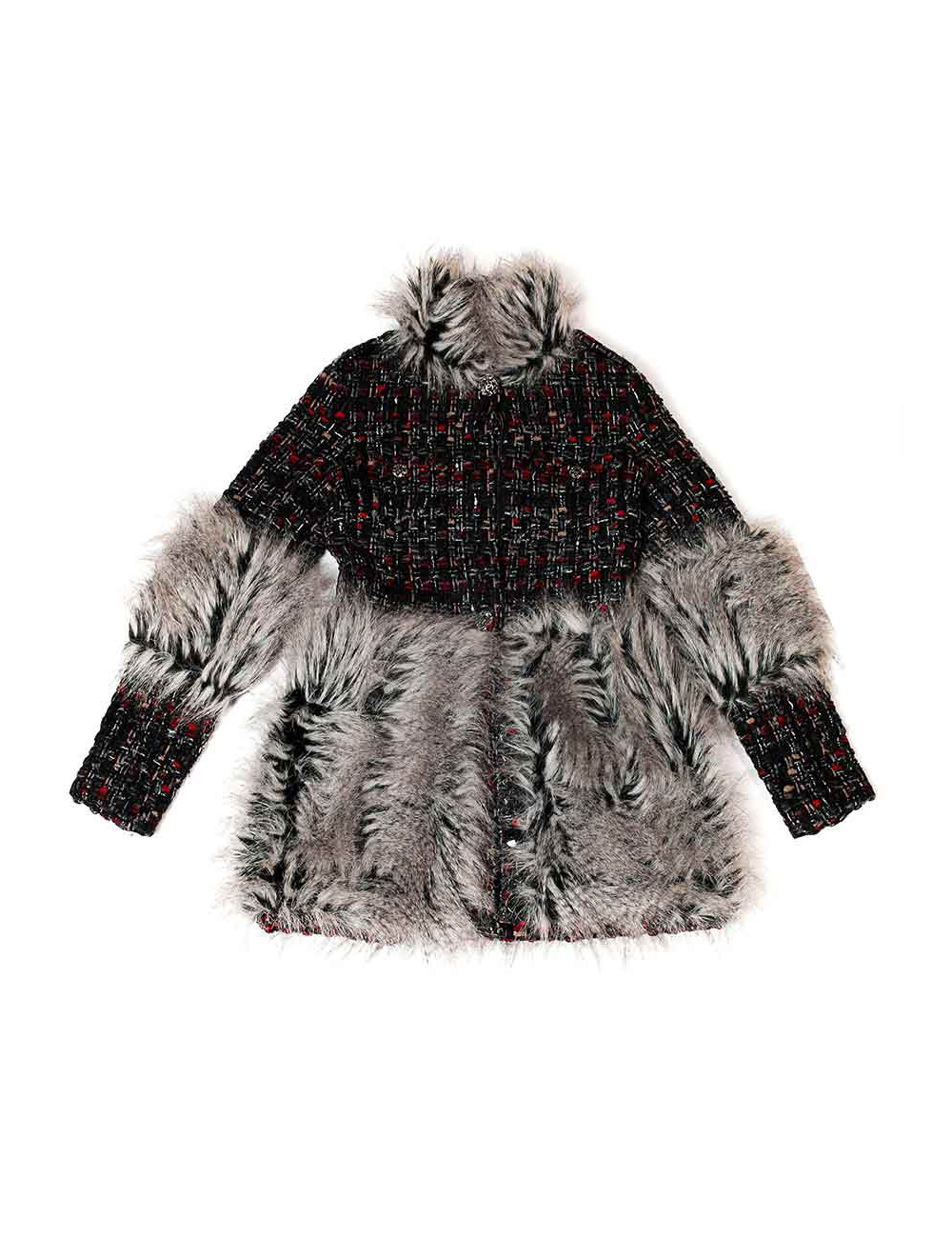 Veste T 36 CHAENL en tweed et fausse fourrure