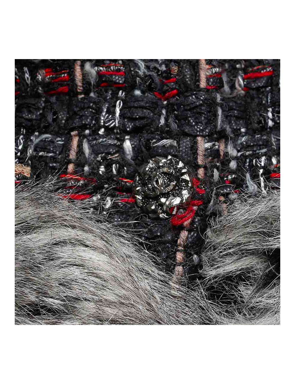 Veste T 36 CHAENL en tweed et fausse fourrure