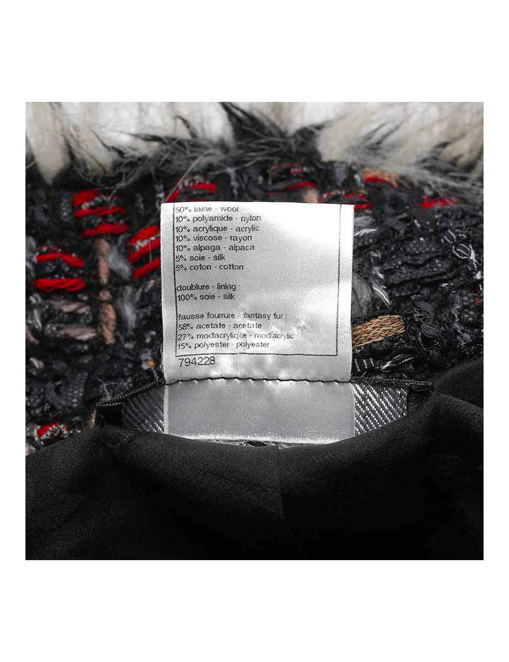 Veste T 36 CHAENL en tweed et fausse fourrure