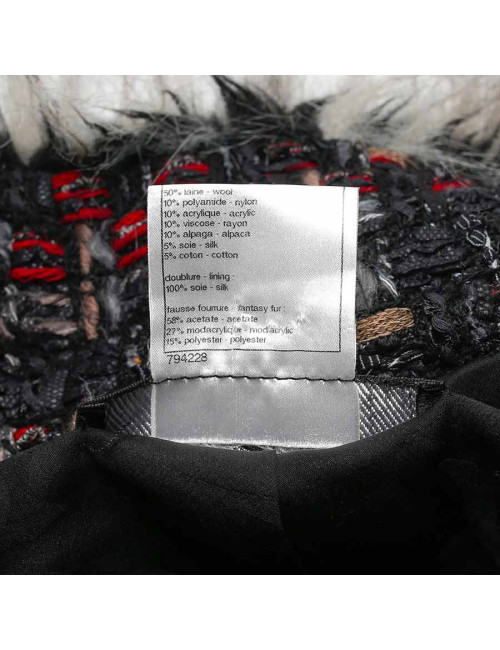 Veste T 36 CHAENL en tweed et fausse fourrure