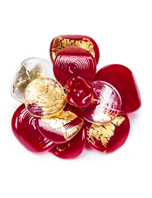 Broche CHANEL rouge et doré