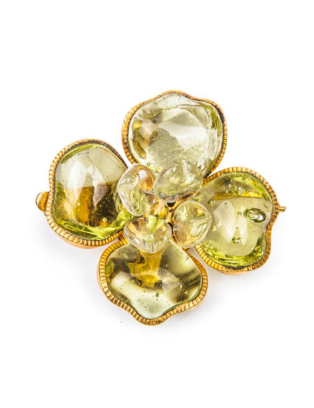 Broche CHANEL camélia vert d'eau