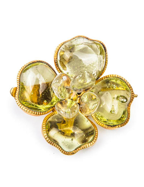 Broche CHANEL camélia vert d'eau
