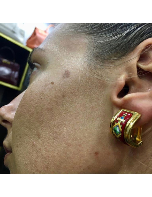 HERMES enamel ear clips