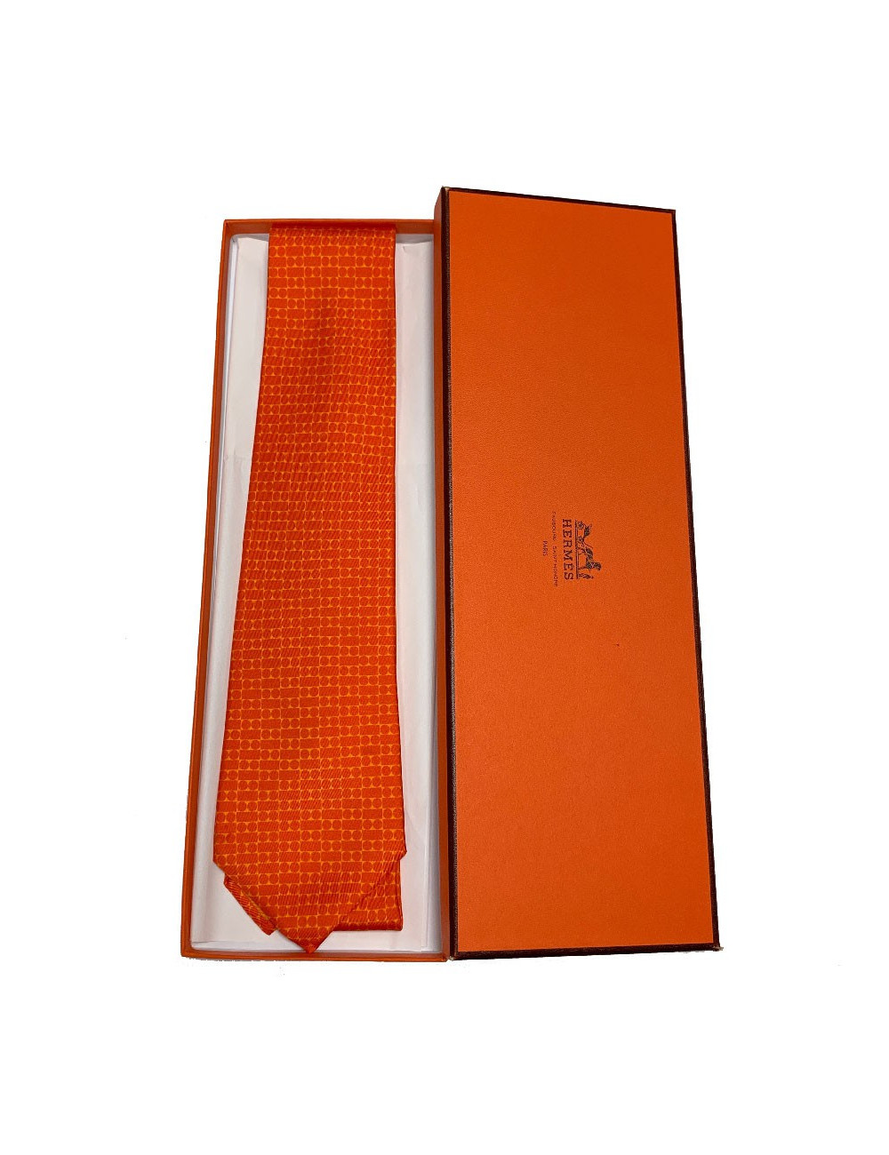 Cravate HERMES vintage en soie orange