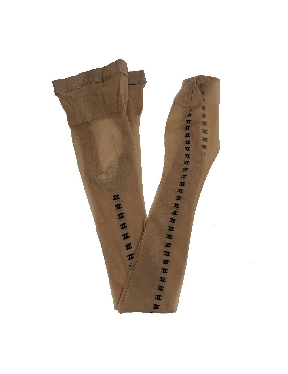 Collants CHANEL nude et logos CC noirs