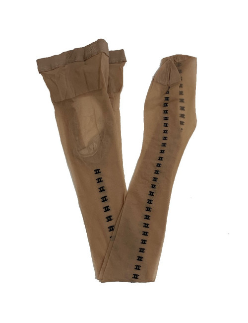 Collants CHANEL nude et logos CC noirs