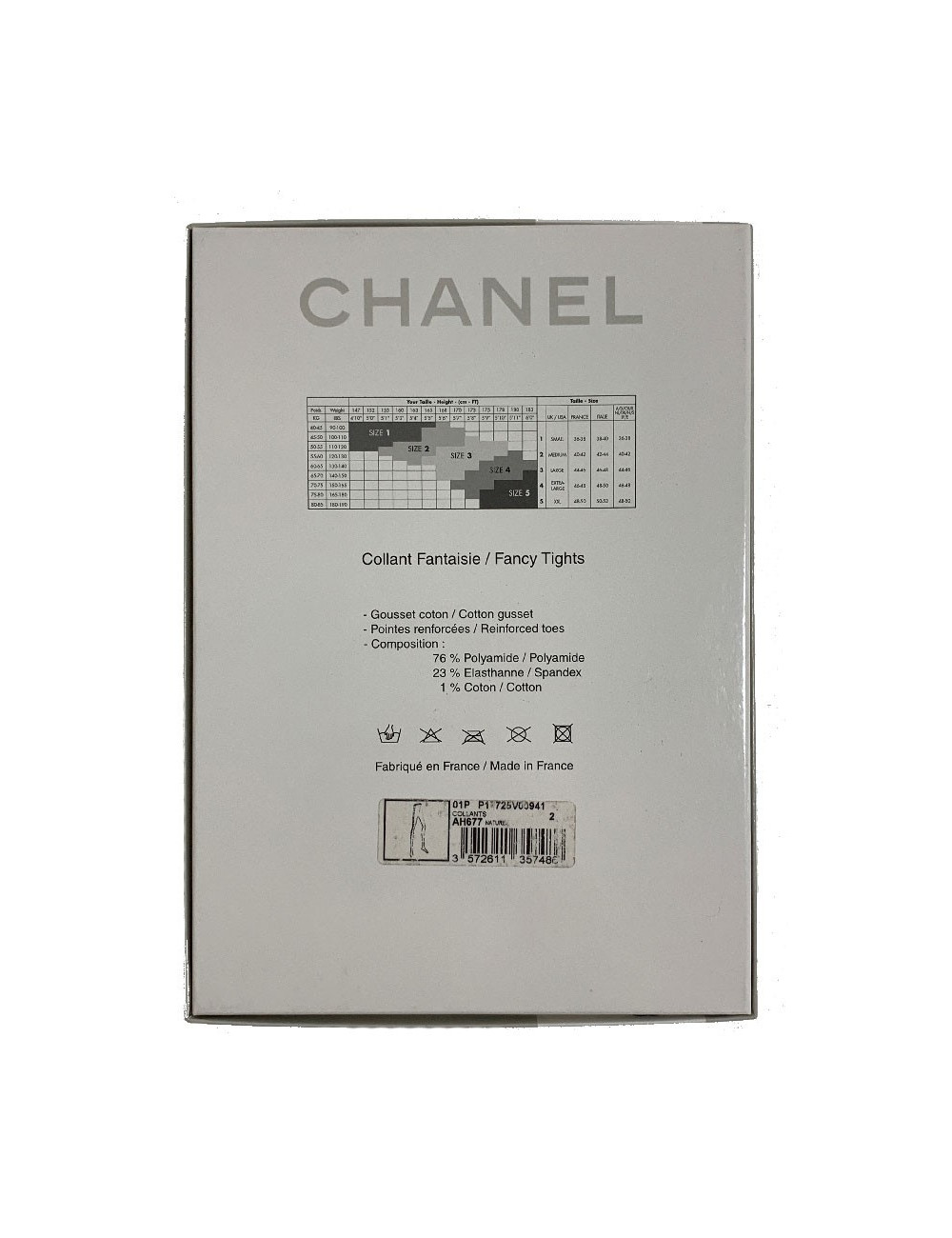 Collants CHANEL CC en voile naturel et logos noirs