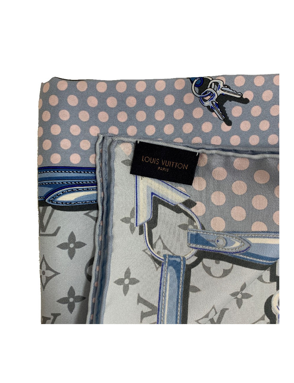 Carré Pop Confidential LOUIS VUITTON en soie bleu pâle