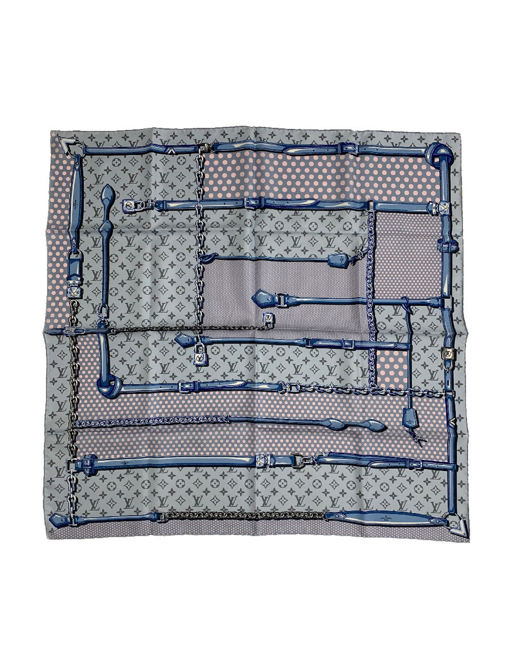 Carré Pop Confidential LOUIS VUITTON en soie bleu pâle