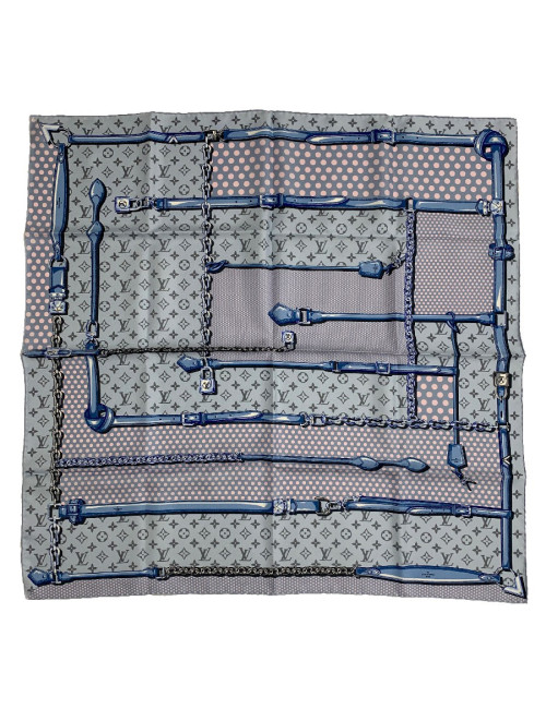 Carré Pop Confidential LOUIS VUITTON en soie bleu pâle