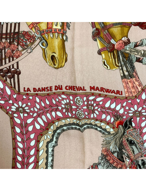 Étole HERMES cachemire et soie La Danse du Cheval Marwari