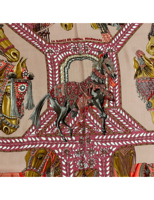 Étole HERMES cachemire et soie La Danse du Cheval Marwari