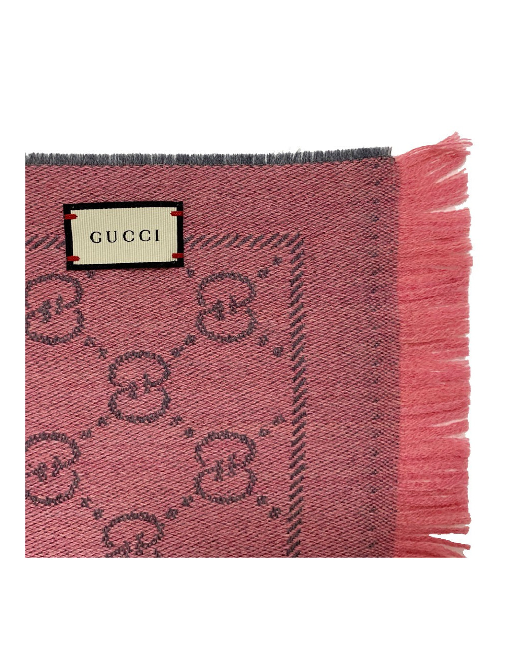 Echarpe GUCCI GG en jacquard de laine rose et grise