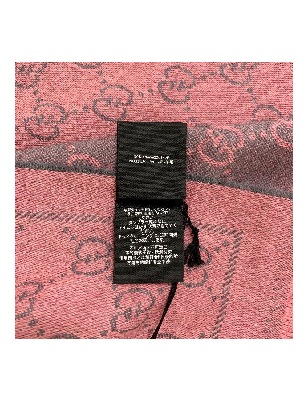 Echarpe GUCCI GG en jacquard de laine rose et grise