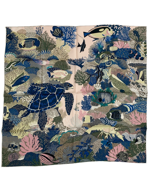 Carré HERMES Under The Waves en soie multicolore