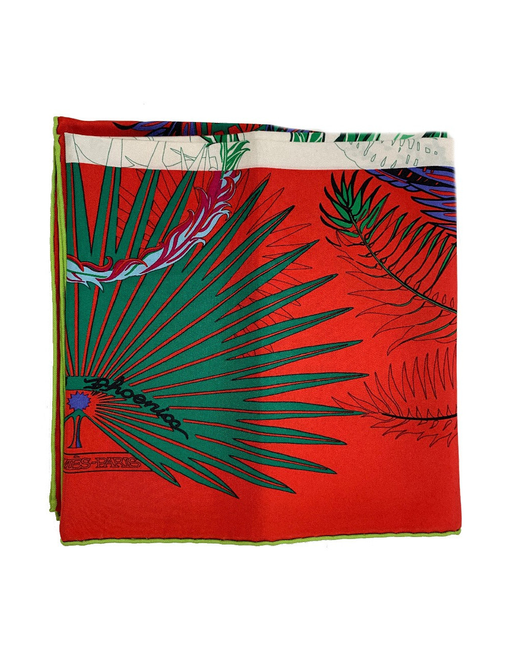 Carré HERMES Mythiques Phoenix en soie rouge