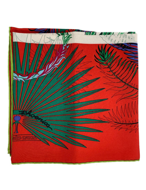 Carré HERMES Mythiques Phoenix en soie rouge