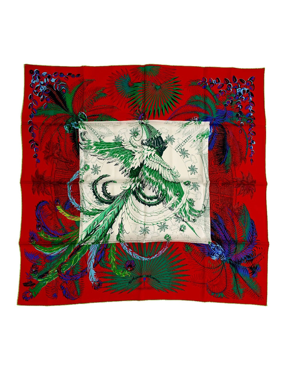 Carré HERMES Mythiques Phoenix en soie rouge