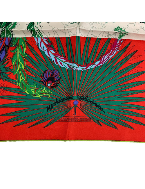 Carré HERMES Mythiques Phoenix en soie rouge