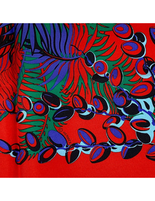 Carré HERMES Mythiques Phoenix en soie rouge