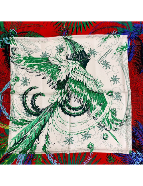 Carré HERMES Mythiques Phoenix en soie rouge