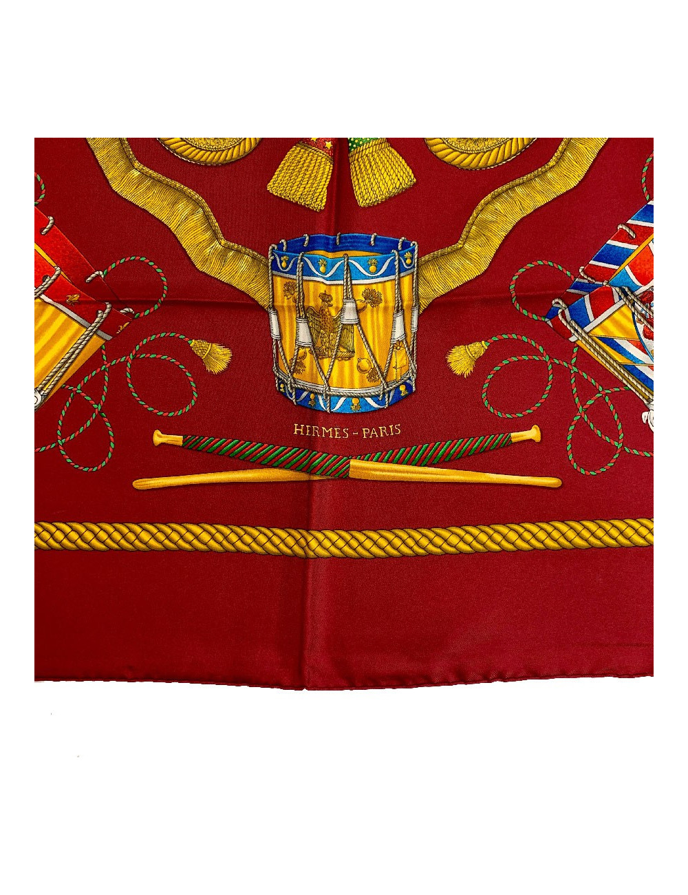 HERMES Les Tambours silk square scarf