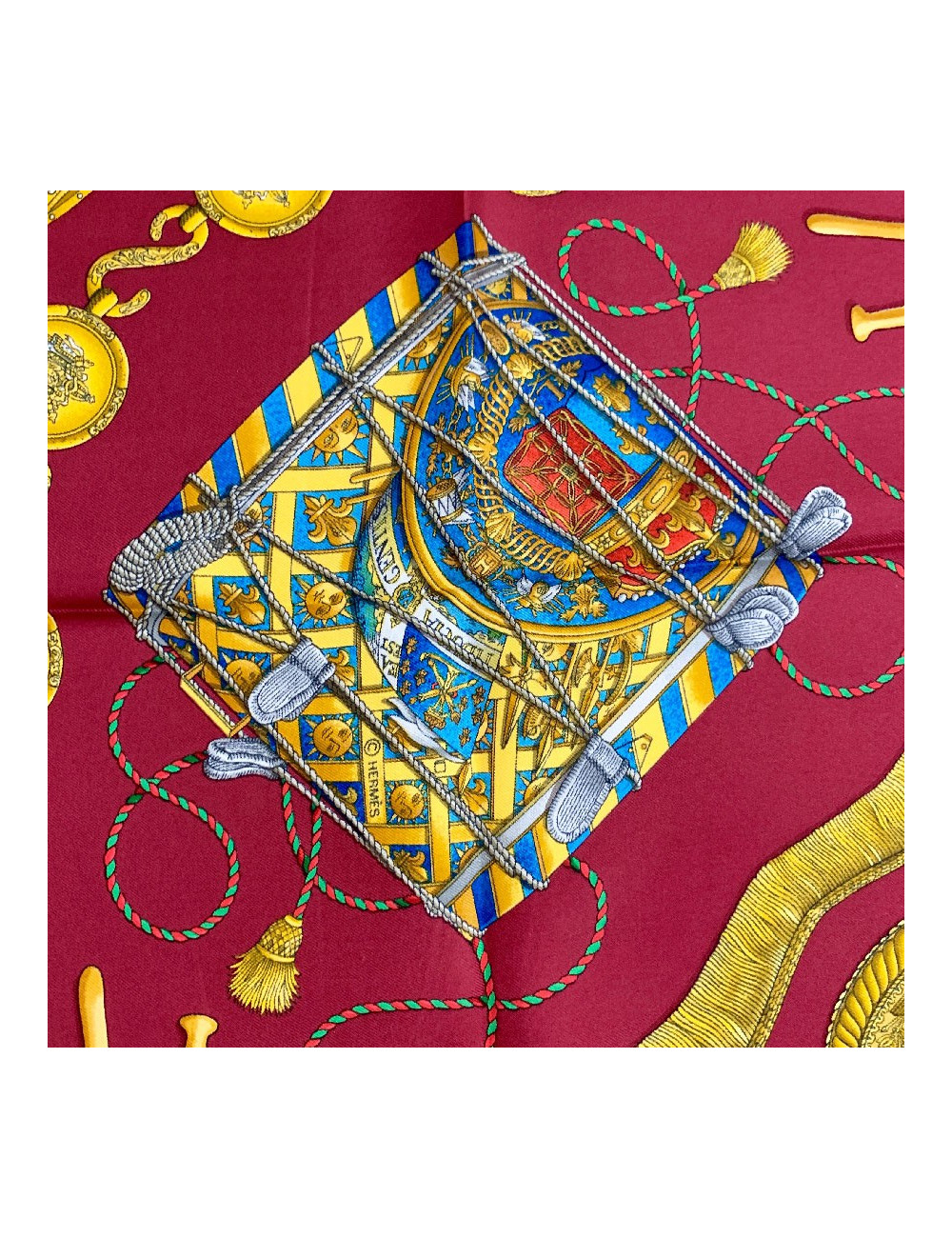 HERMES Les Tambours silk square scarf
