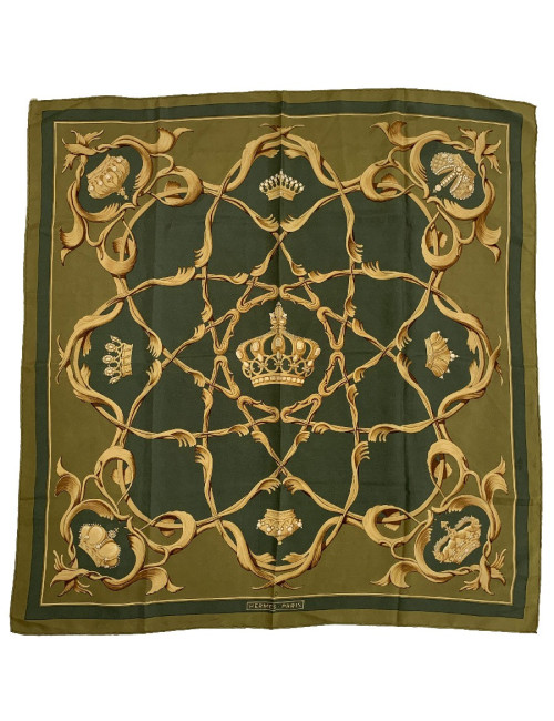 Carré HERMES Couronnes kaki