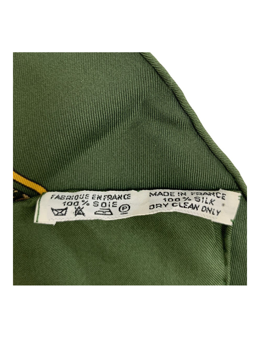 Foulard HERMES Chasse au Bois en soie vert foncé