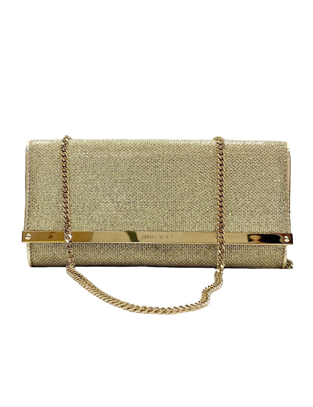 Pochette 'Milla' JIMMY CHOO en cuir lamé doré