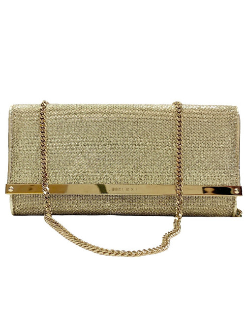 Pochette JIMMY CHOO lamé doré modèle MILLA