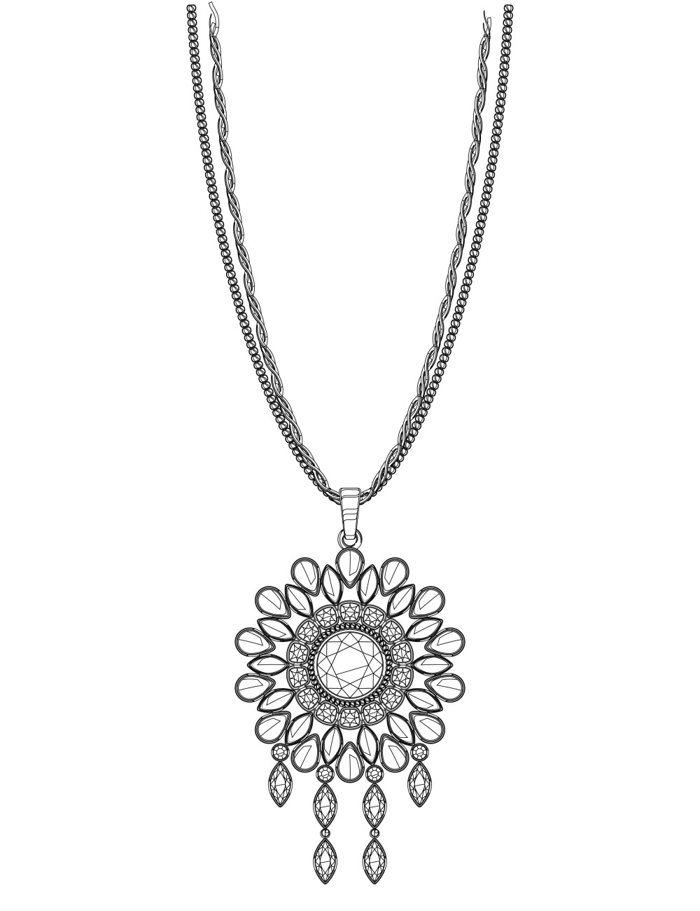 Collier CHANEL coeur doré "CC" Vintage