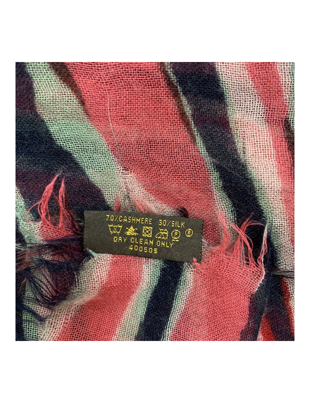 Foulard LOUIS VUITTON rayé en cachemire et soie à petite franges