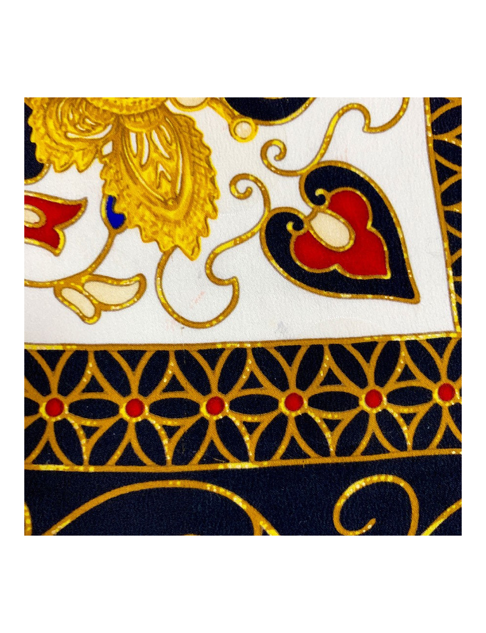 Carré de soie YVES SAINT LAURENT noir, or et beige