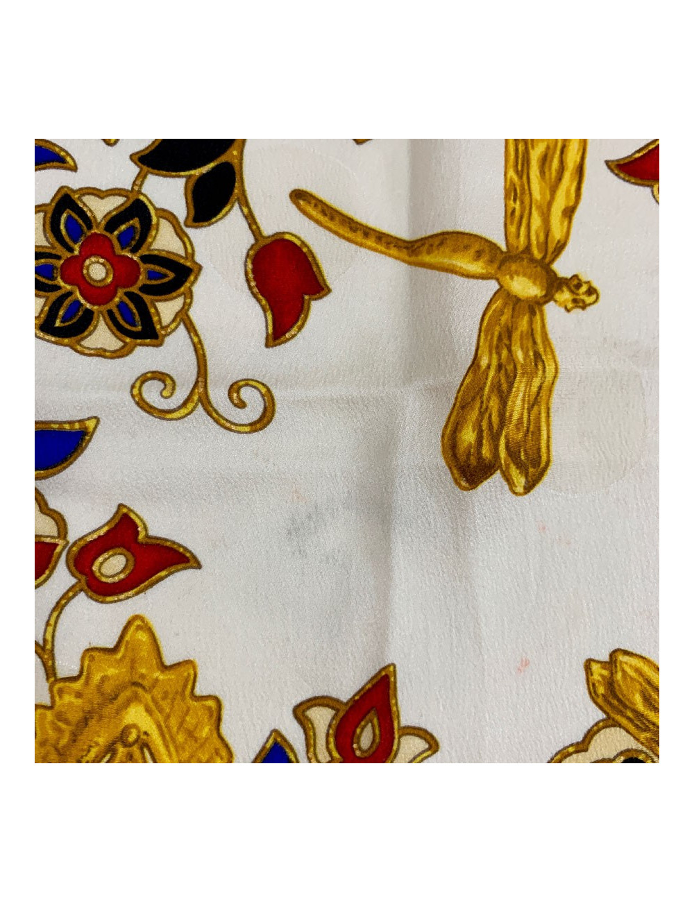 Carré de soie YVES SAINT LAURENT noir, or et beige