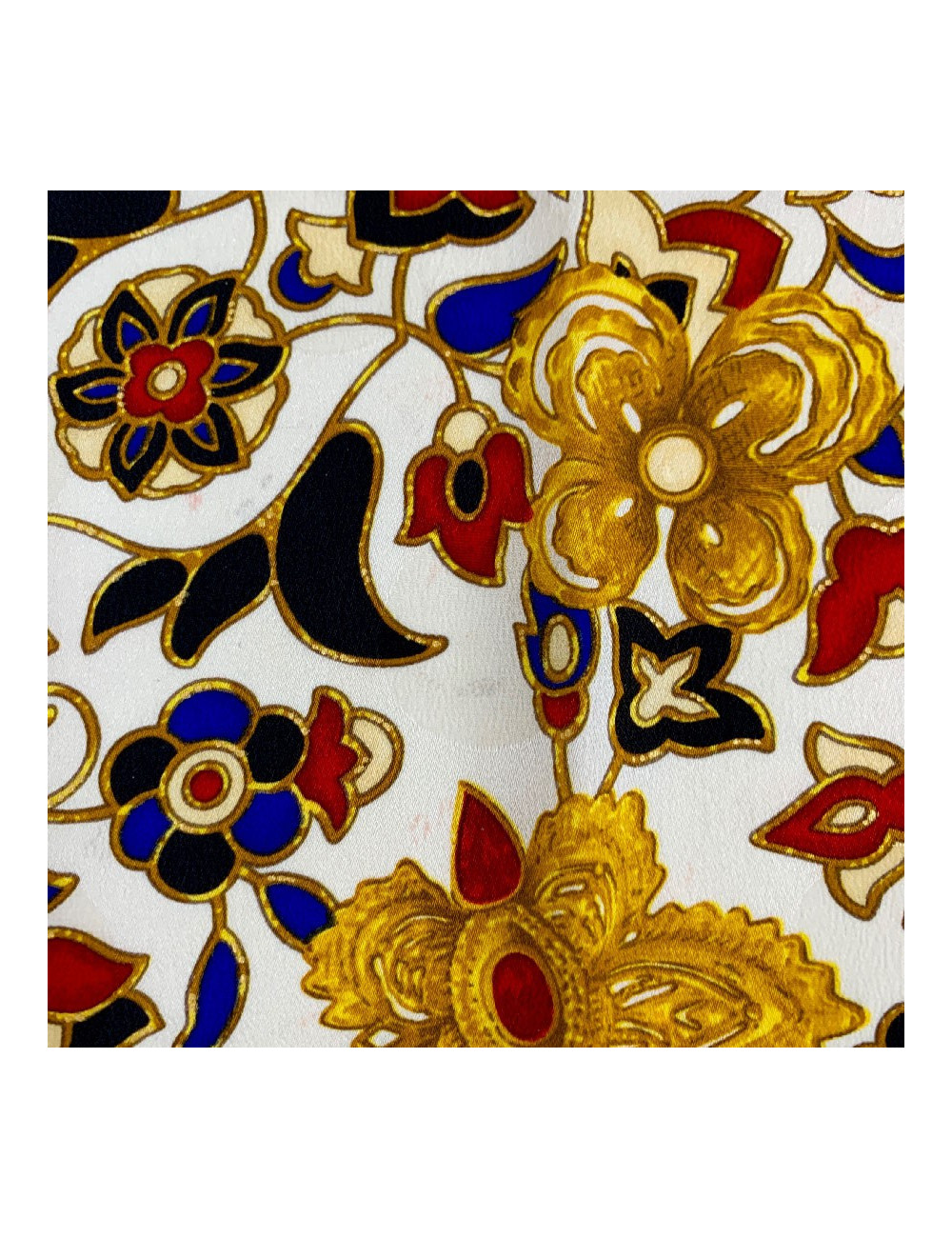 Carré de soie YVES SAINT LAURENT noir, or et beige