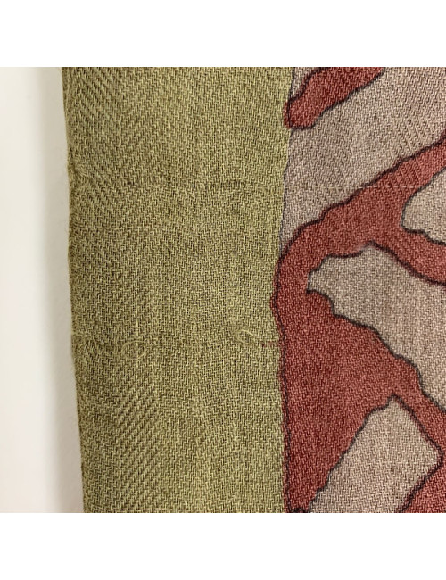 Echarpe HERMES homme kaki en cachemire et soie