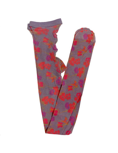 Collant CHANEL parme à motifs fleuris