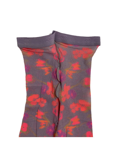 Collant CHANEL parme à motifs fleuris 2