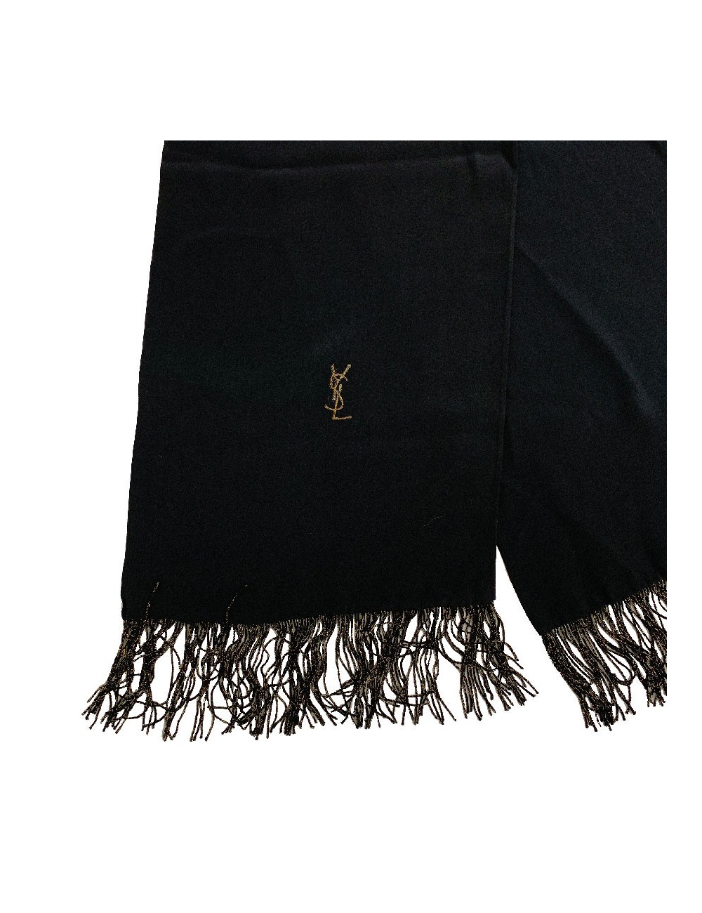 YVES SAINT LAURENT vintage black silk scarf  - Certified Authentic 