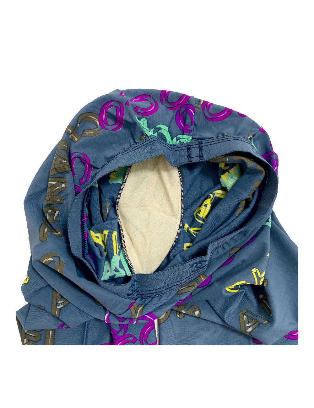 Collant CHANEL lycra opaque bleu à logos coco 