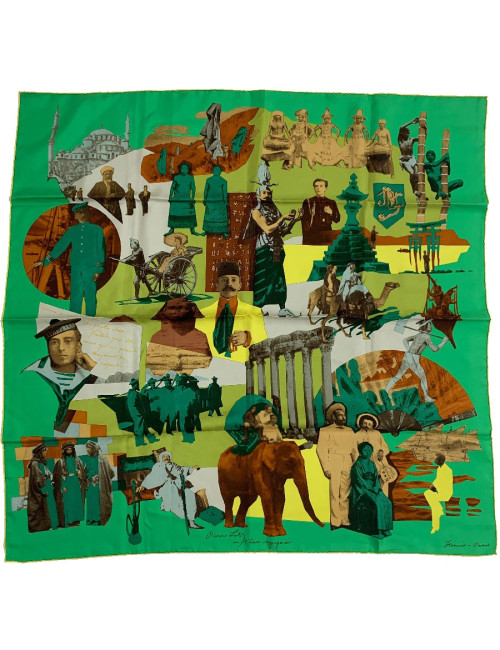 Carré HERMES "pierre Loti ou l'âme voyageuse" soie 100%