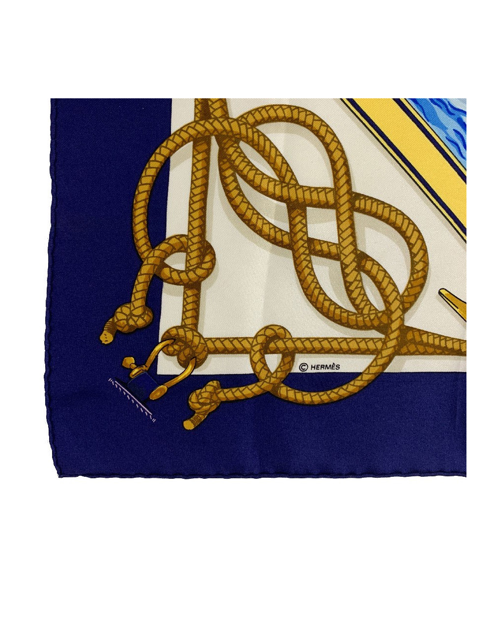 Carré 90 x 90 HERMES soie 100 % "Retour de pêche"