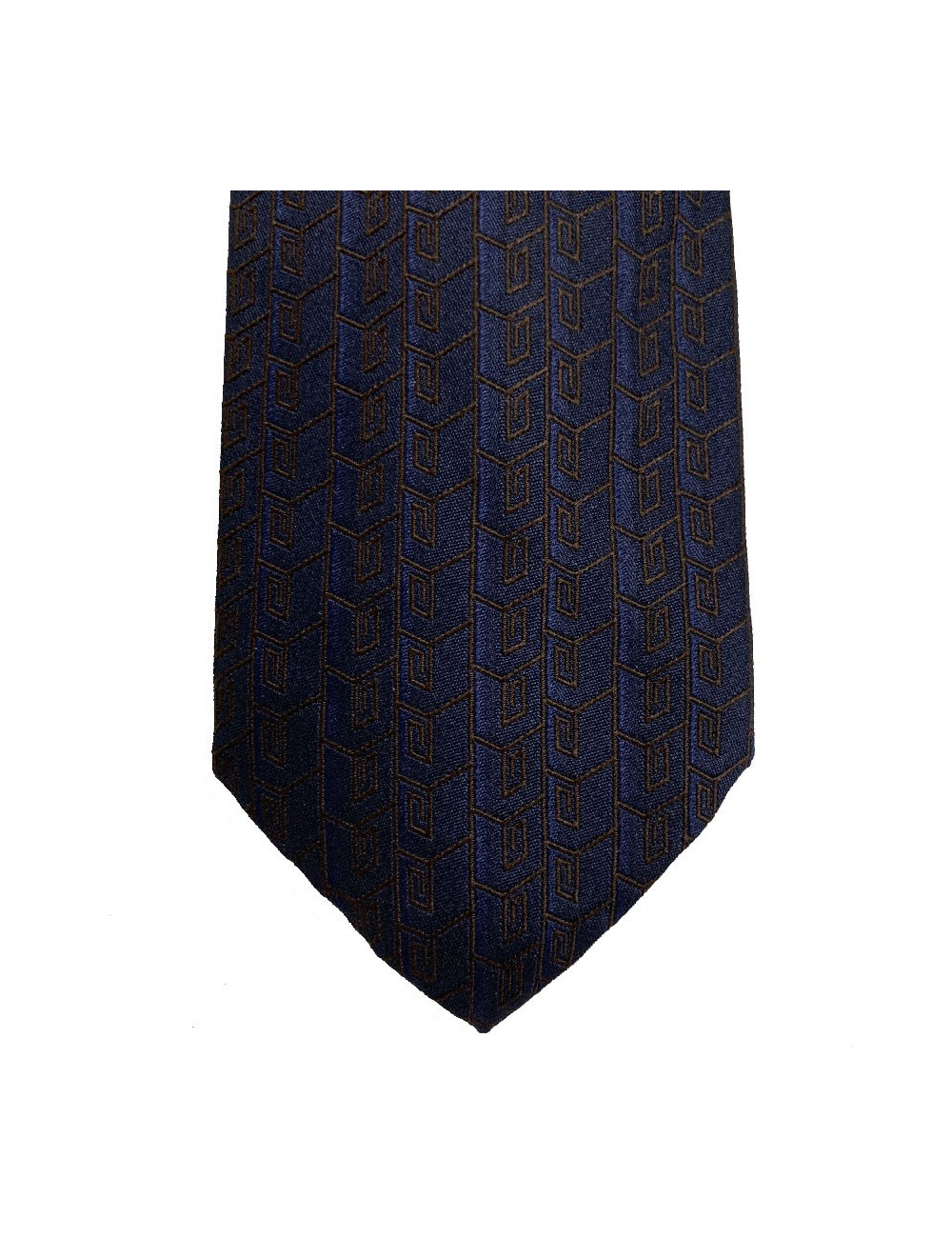 Cravate VERSACE 100% soie bleue motifs VERSACE marrons