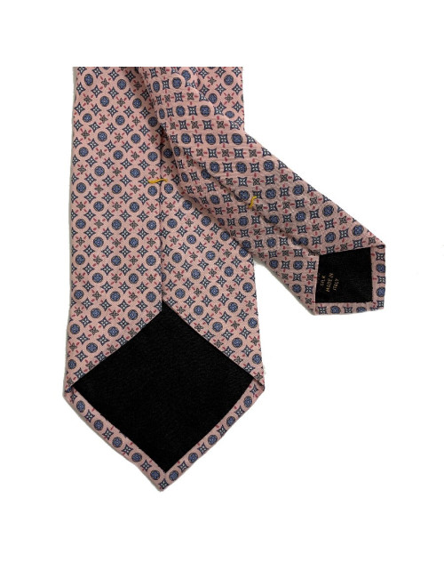 Cravate LOUIS VUITTON en 100% soie rose monogram bleu et gris