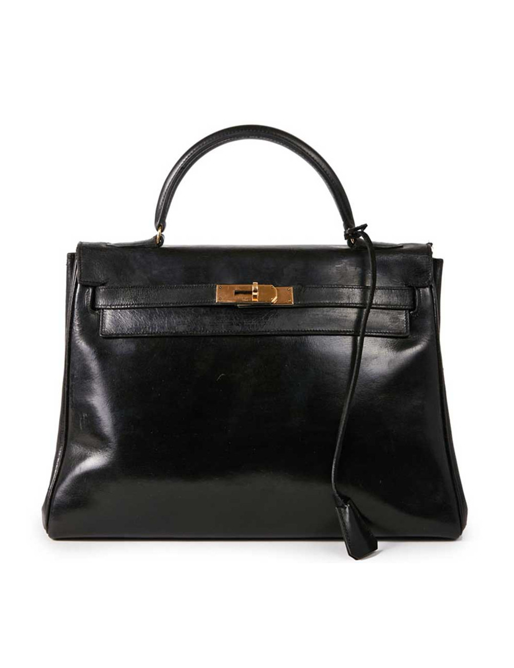 Sac Kelly 32 vintage HERMES cuir box noir