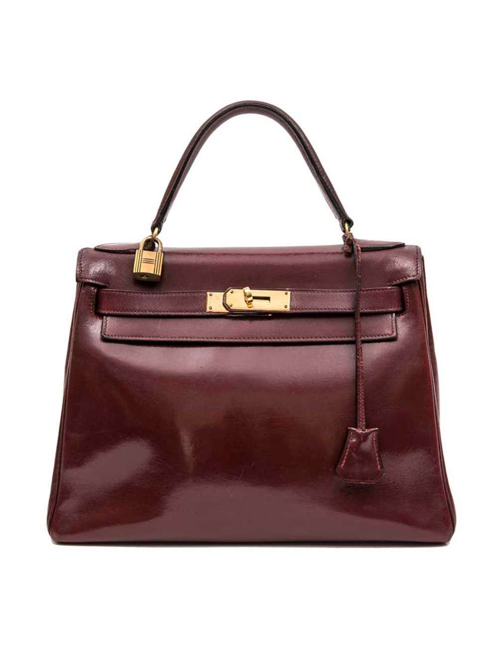 HERMES Kelly 28 vintage bag in H red box leather